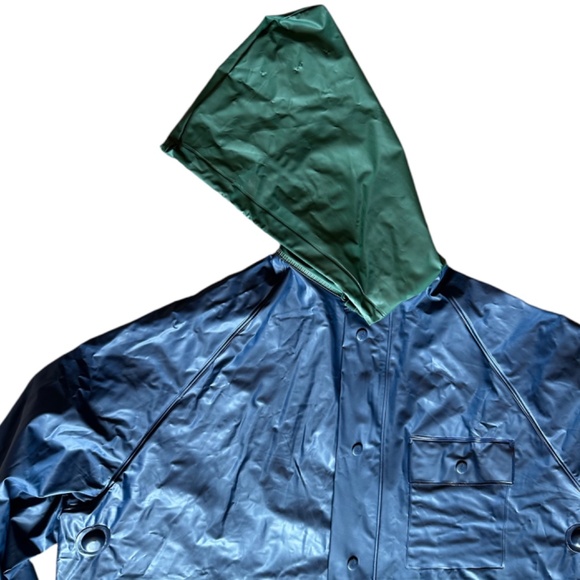 Cedar Key Blue and Green Rain Jacket Sz L - Picture 2 of 6